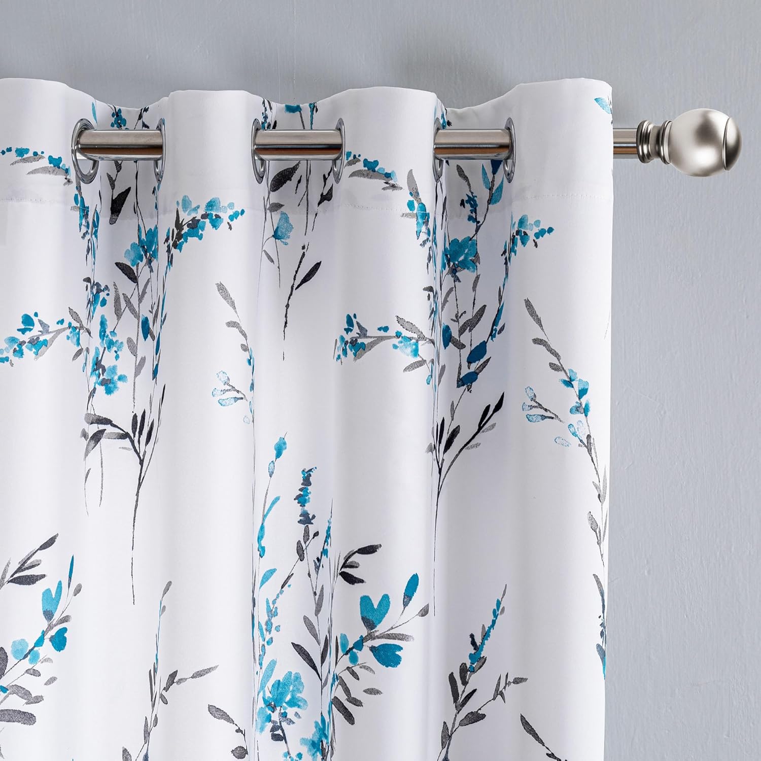 MYSKY HOME Floral Curtains 63 Inches Length for Living Room