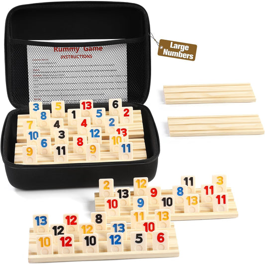 Rummy Cube 6 Player Edition with Wooden Racks for Fun Family Games