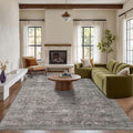 6x9 Area Rug Taupe Grey - Washable Low Pile Vintage Boho Rug