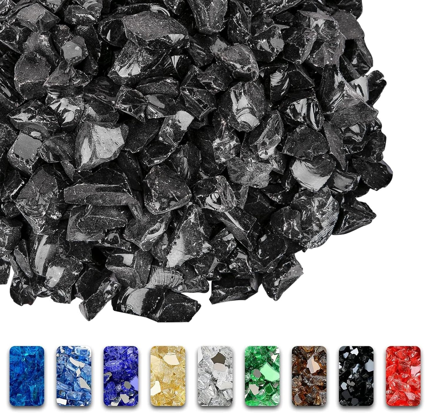 GRISUN Onyx Black Fire Glass for Stylish Fire Pit Upgrade