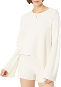 The Drop Alice Crew-Neck Back-Slit Ribbed Pullover Sweater - Timeless