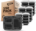 Freshware Meal Prep Containers 150-Pack 3-Compartment Bento Boxes