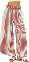 Striped Wide Leg Lounge Pants for Women - Summer Palazzo Fit