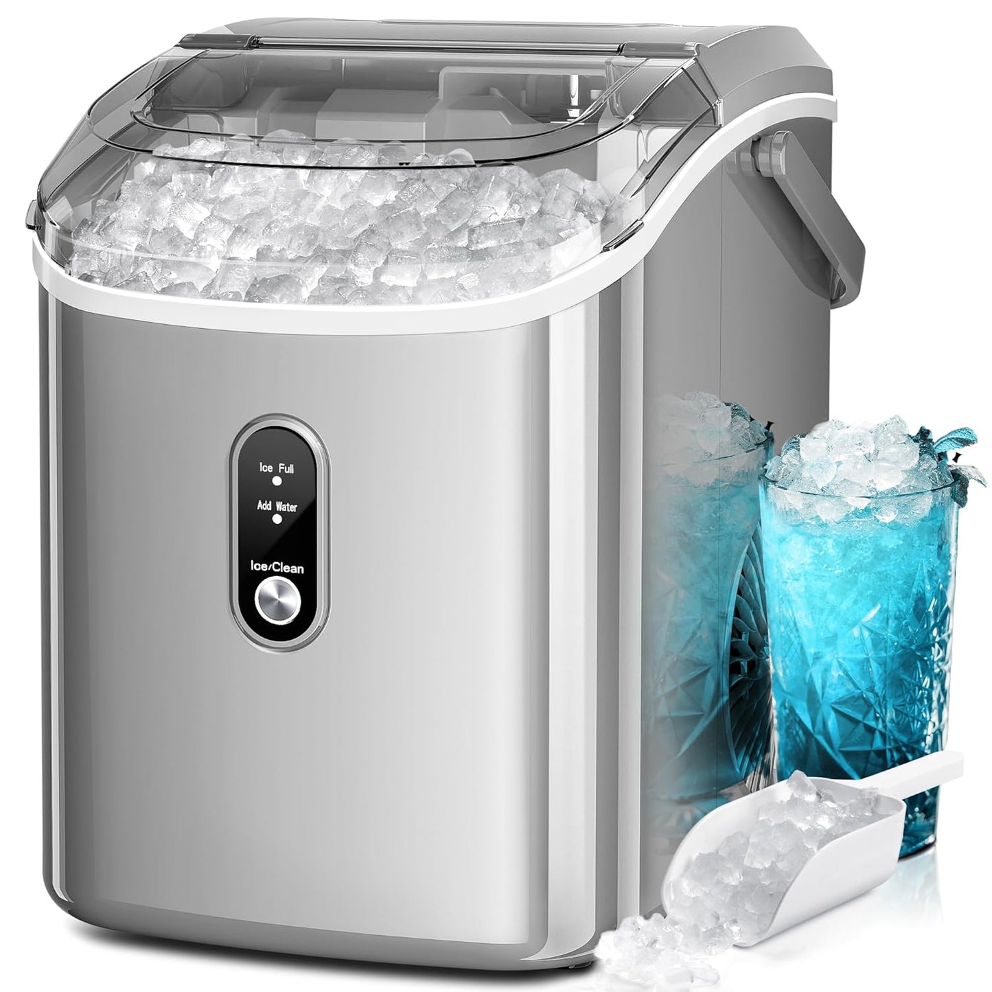 Kismile Nugget Ice Maker: Portable Sonic Ice Machine for Home