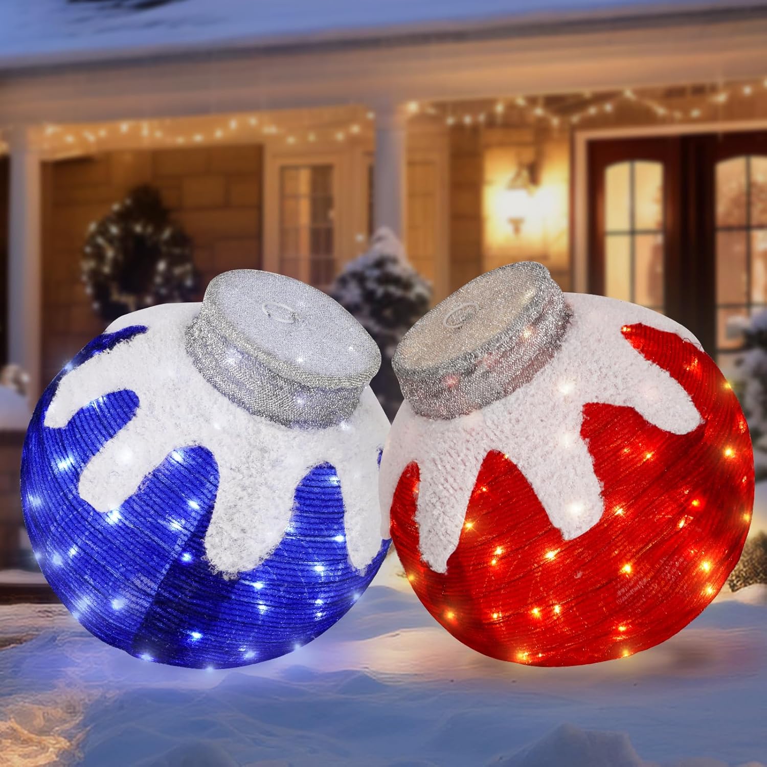 Lighted Pop-Up Outdoor Holiday Ball Decorations for Christmas