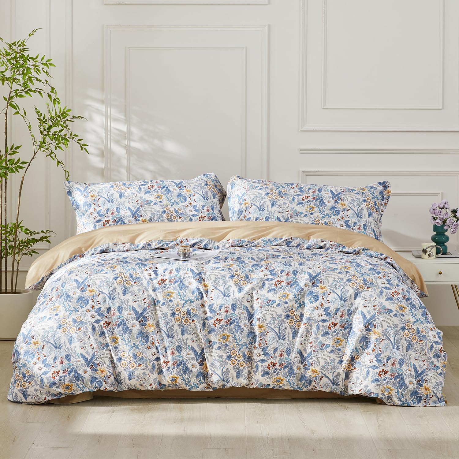 SAPHREAS Full Boho Duvet Cover Green Paisley Bedding Set