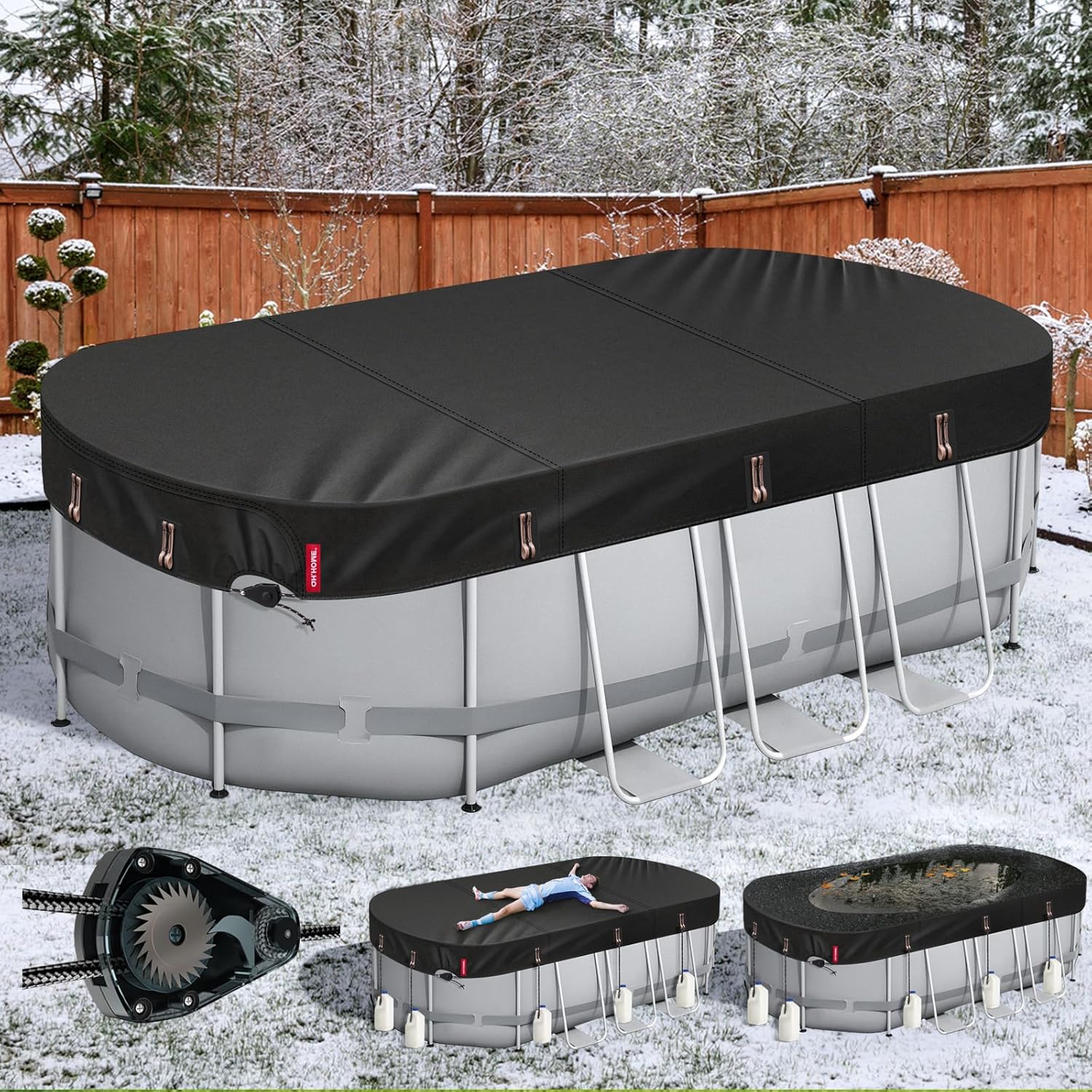 QH.HOME Winter Oval Pool Cover 12in20in Ft Durable