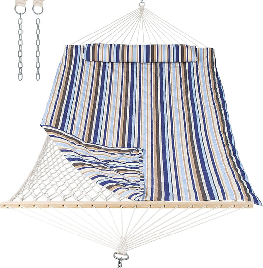Outdoor Double Rope Hammock with Pad for Relaxation and Comfort