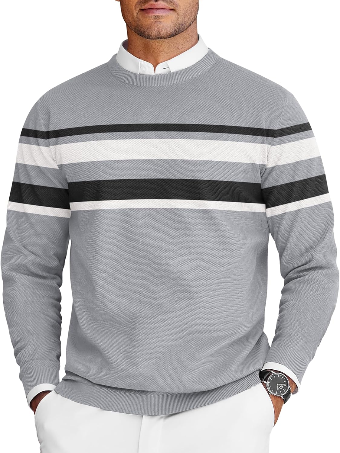 COOFANDY Mens Crew Neck Sweaters for Stylish Fall Fashion