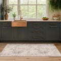 Beige Brown 2x5 Kitchen Rug Runner Non Slip - Washable Tan Abstract