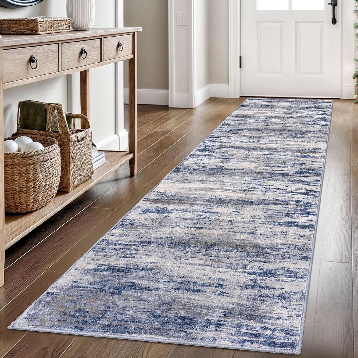 KOZYFLY Modern Abstract Hallway Runner Rug for Entryway Use