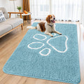 Smiry Dog Door Mat 59x35 in Sky Blue - Absorbent Chenille Entry Rug