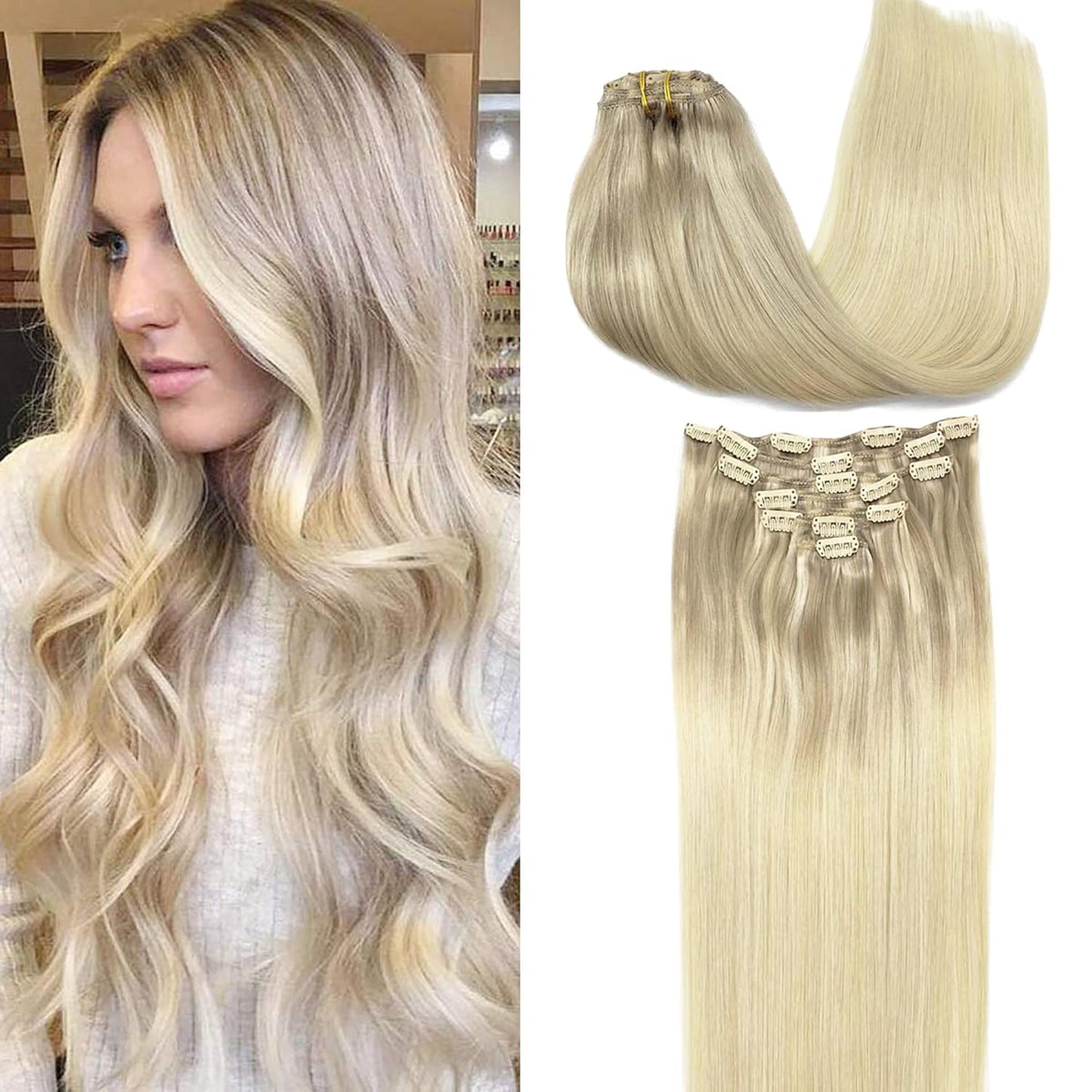 GOO GOO Clip in Hair Extensions for Women - 20in Balayage Style