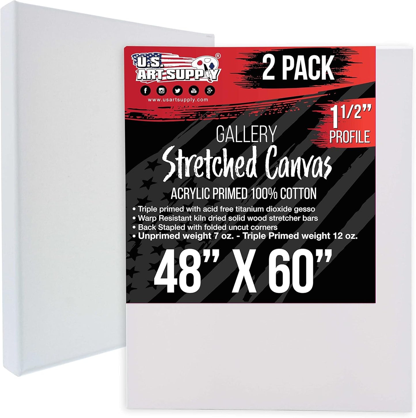 X-Large Stretched Canvas for Painting 48x60 inch - 2-Pack