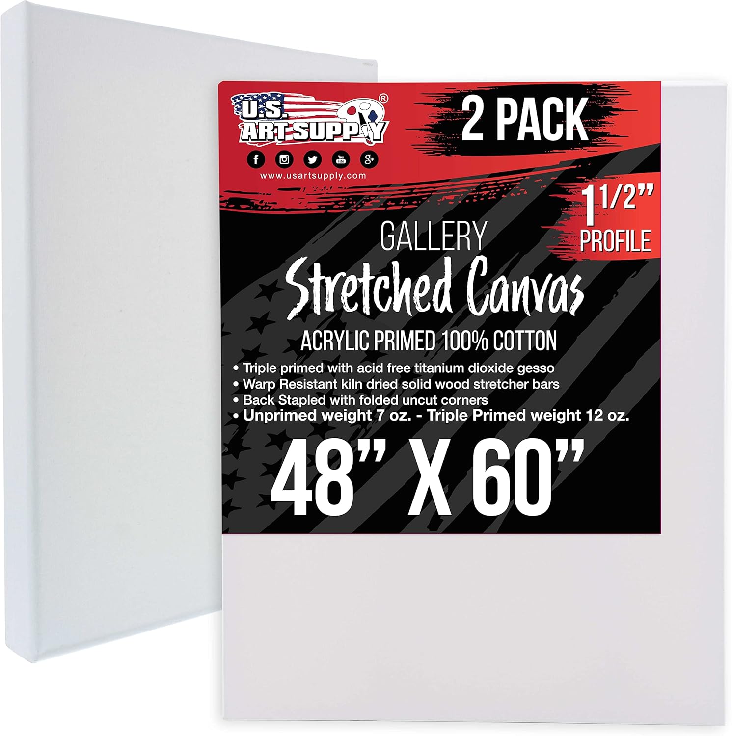 X-Large Stretched Canvas for Painting 48x60 inch - 2-Pack