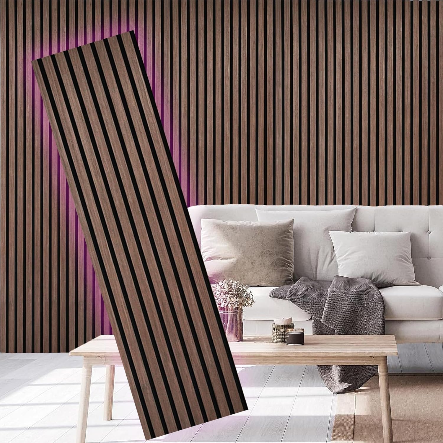2 Piece Wood Slat Acoustic Panels for Stylish Noise Reduction