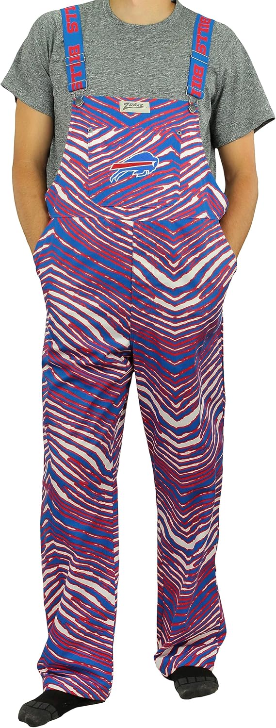Zubaz NFL Men's Zebra Bib Overalls with Buffalo Bills Graphics