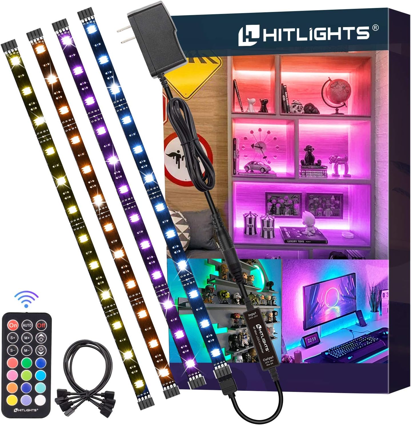 HitLights RGB LED Strip Lights - Dimmable, Color Changing, Remote Control