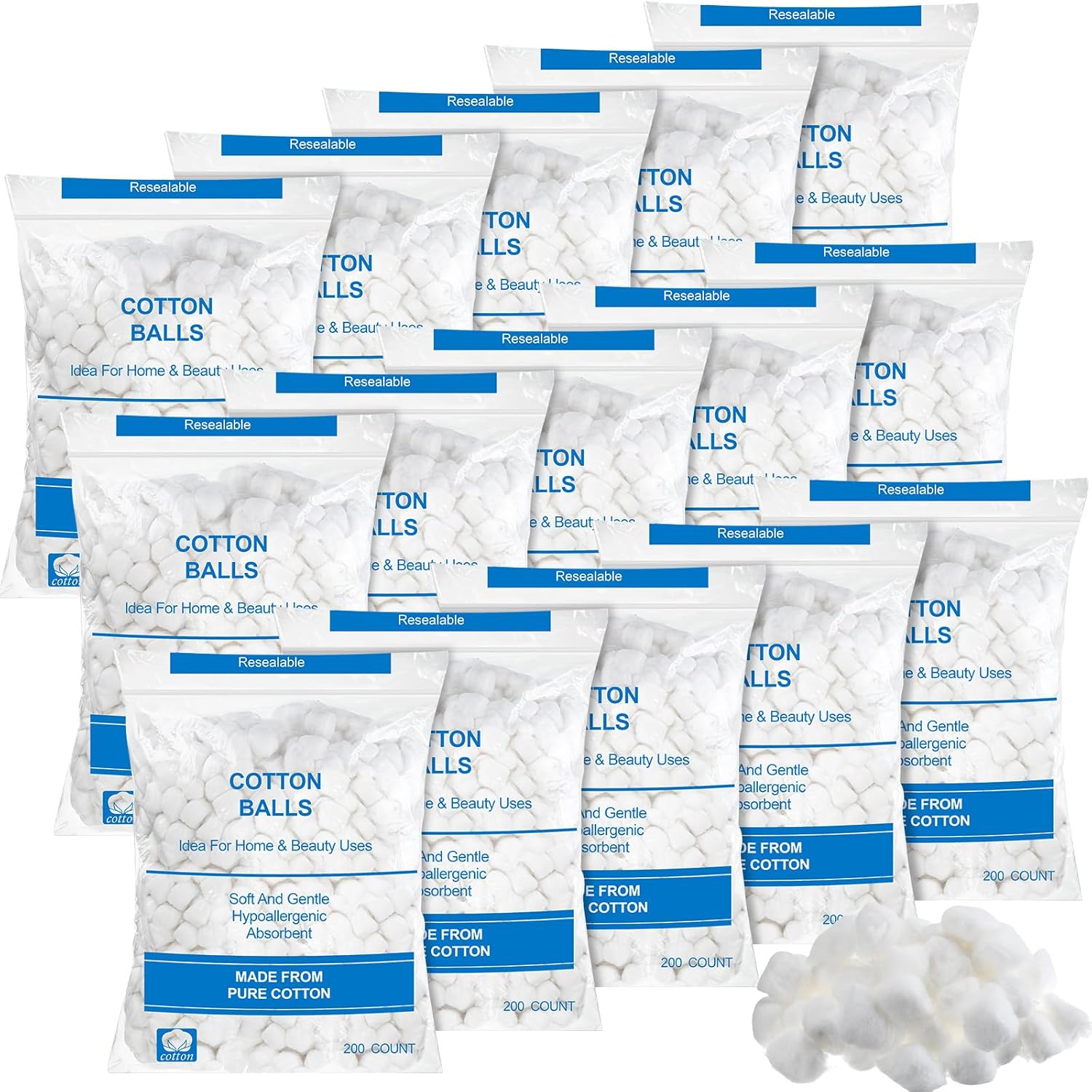 3000 Pcs Soft Cotton Balls Bulk for Makeup Removal and More