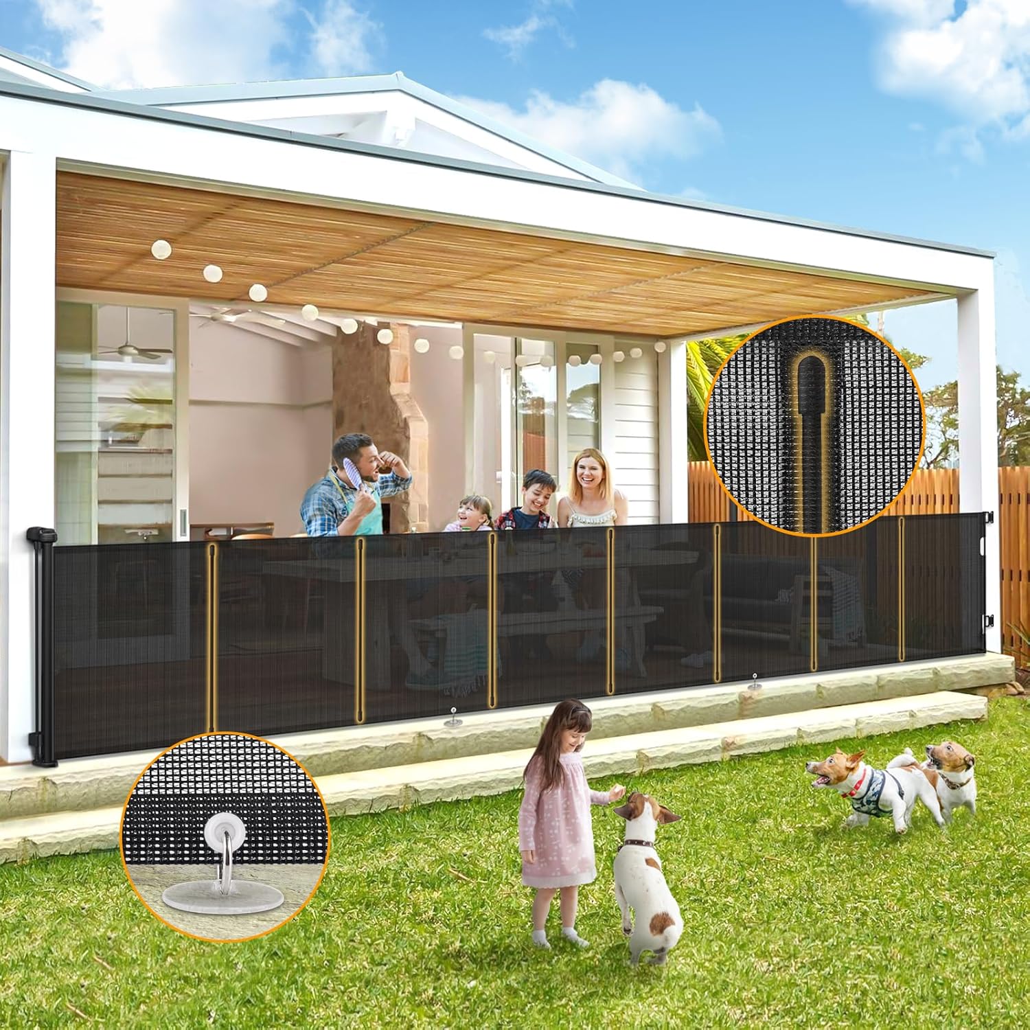 Retractable Baby Gates Extra Wide 150in for Indoor and Outdoor Use