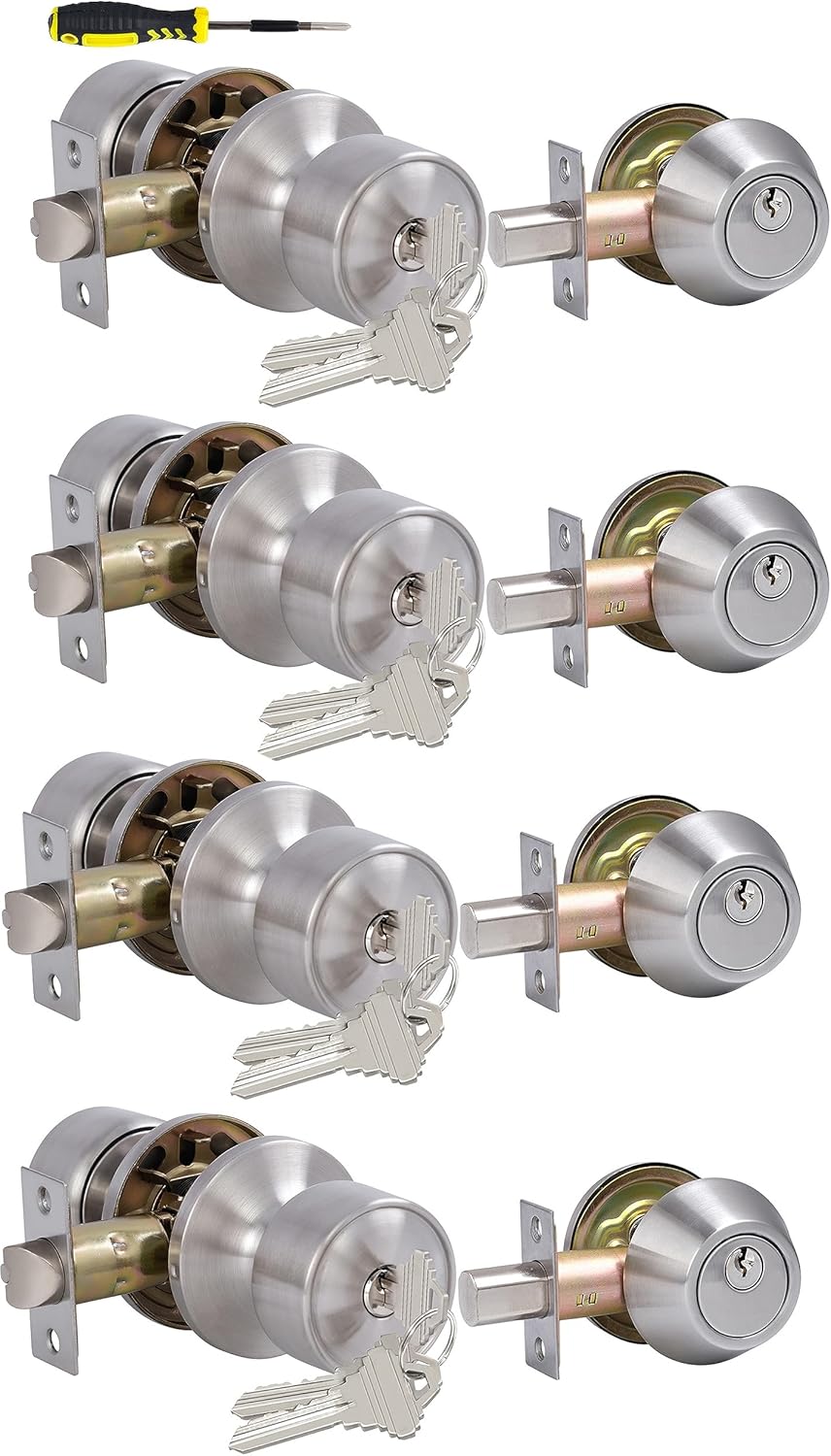 Keyed Alike Entry Door Knobs and Deadbolt Lock Set for Security