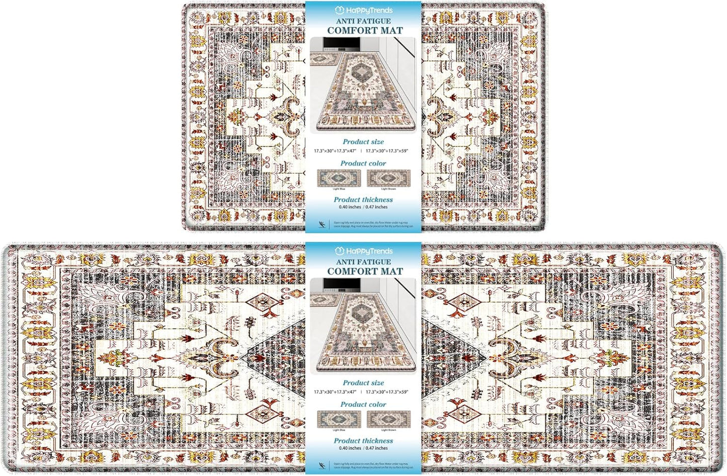 HappyTrends Boho Kitchen Mat Set for Comfort and Style