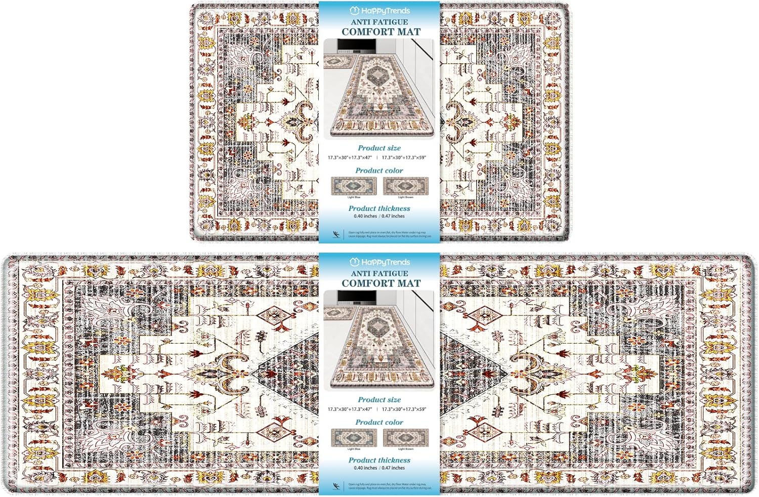 HappyTrends Boho Kitchen Mat Set for Comfort and Style