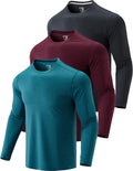 3 Pack for Men - Dry Fit Long Sleeve Athletic Tops with Thumb Holes