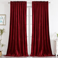 Benedeco Burgundy Velvet Curtains 52x120 in 2 Panels - Room Darkening