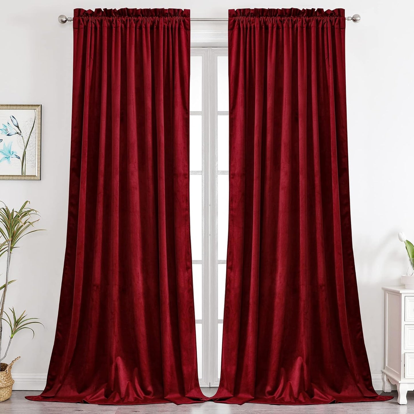Benedeco Burgundy Velvet Curtains for Bedroom Window Elegance