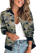 Women's Floral Camo Zip Up Bomber Jacket - Lightweight Layer
