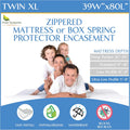 Twin XL Mattress Encasement (5 to 8 in) - Waterproof Zippered