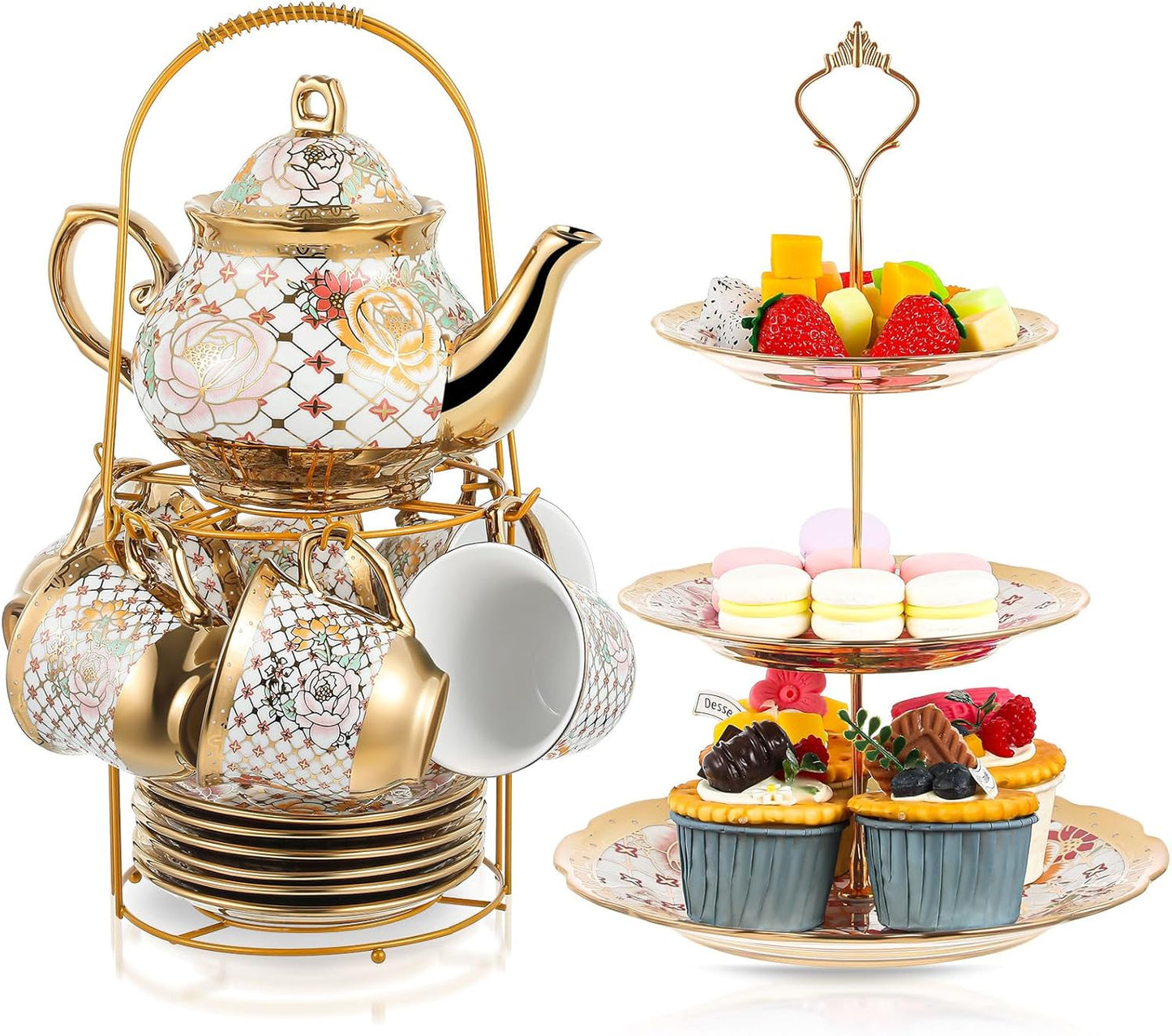 Maxcheck 21 Pcs Tea Party Set for Adults with Cake Stand