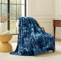 Tie-dye Blue Faux Fur Throw Blanket 50 x 60 in - Cozy Plush Comfort
