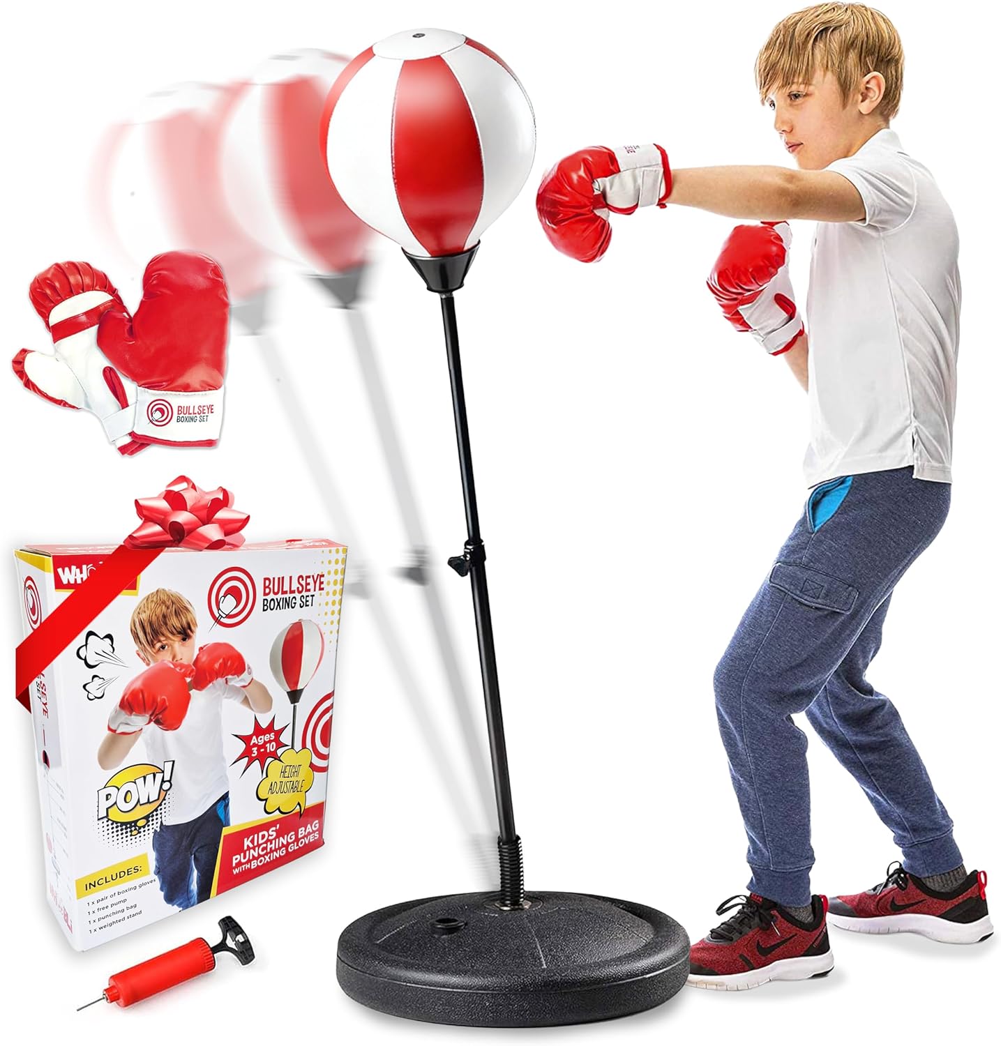 Whoobli Punching Bag for Kids with Adjustable Stand and Gloves
