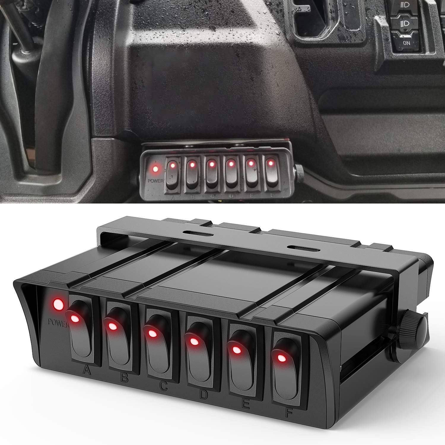 Nilight 6 Gang Rocker Switch Box for Automotive and Marine Use