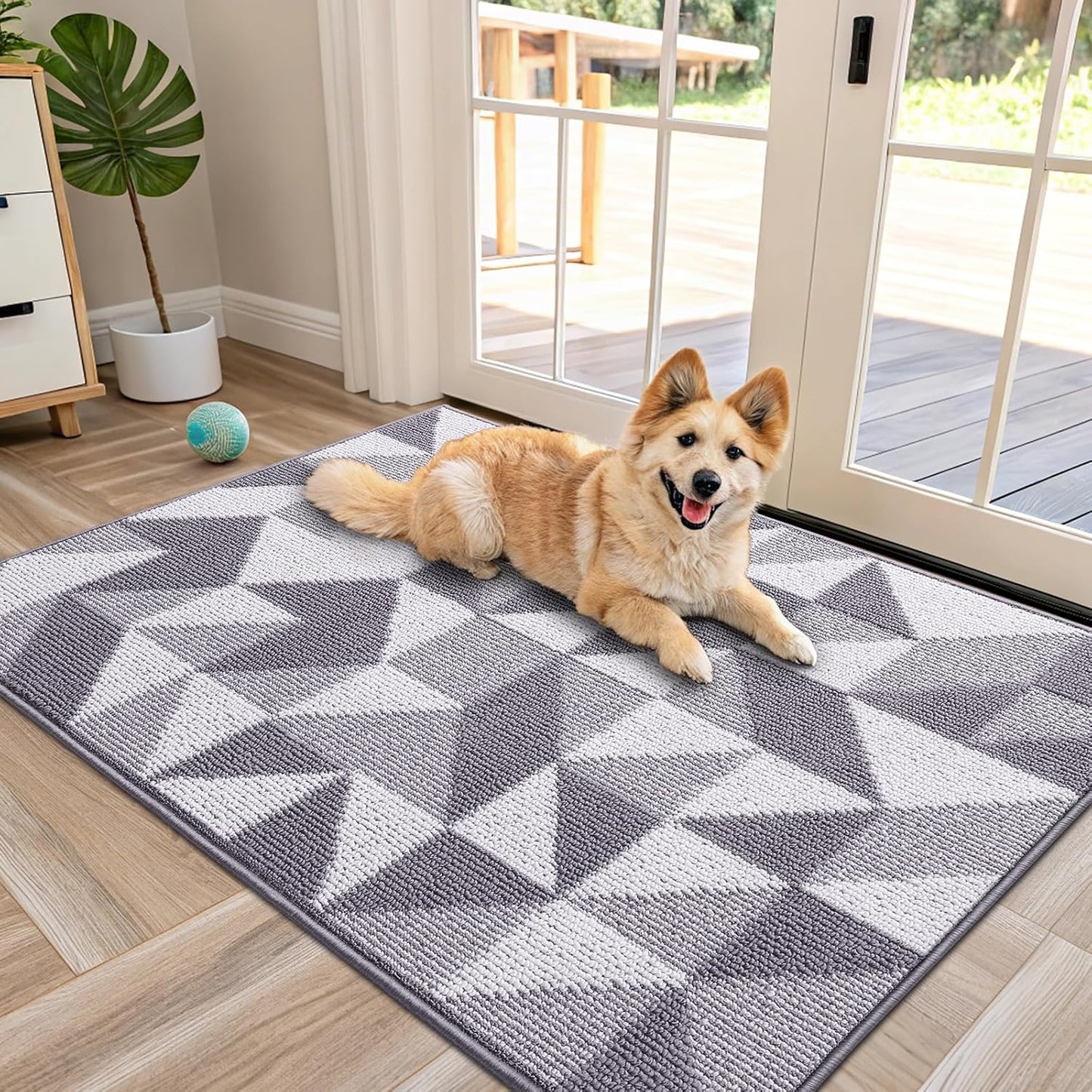 OLANLY Large Door Mat Indoor Entrance Washable 48x32 Grey