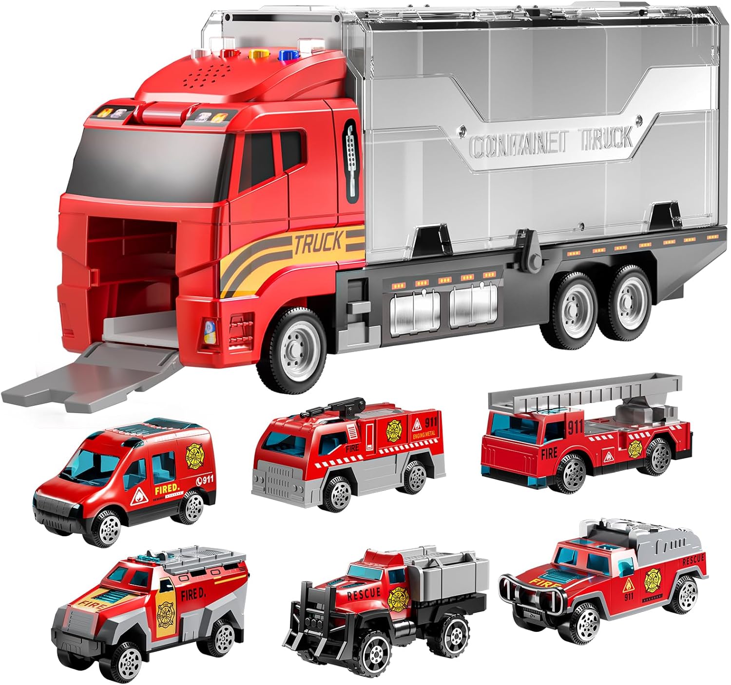 TEMI Alloy Fire Rescue Vehicle Set - Imaginative Play for Kids!