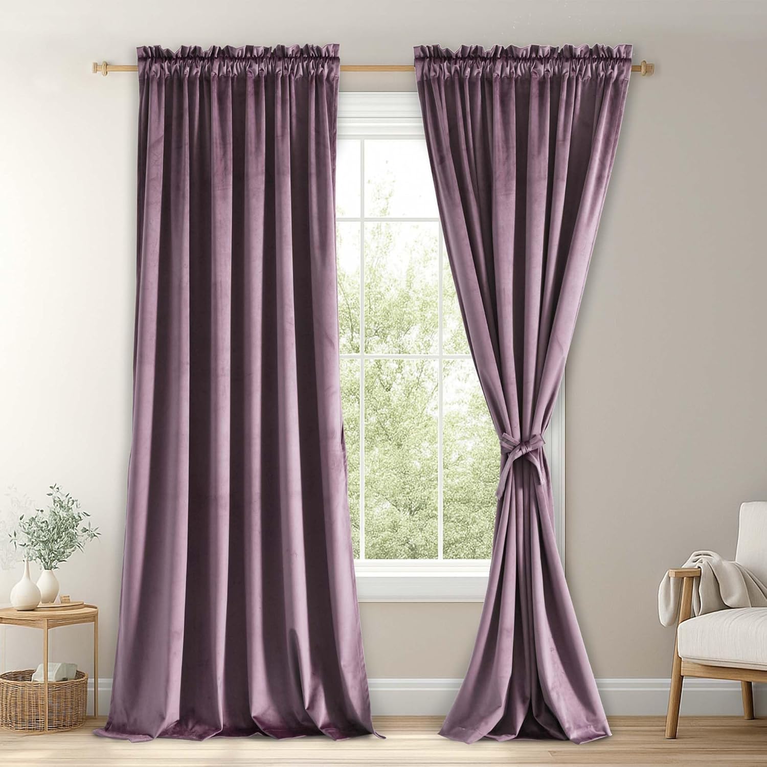 Luxury Lavender Velvet Curtains for Room Darkening and Insulation