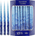Dripless Hanukkah Candles Multi Blue Hued Frosted Deluxe Tapers