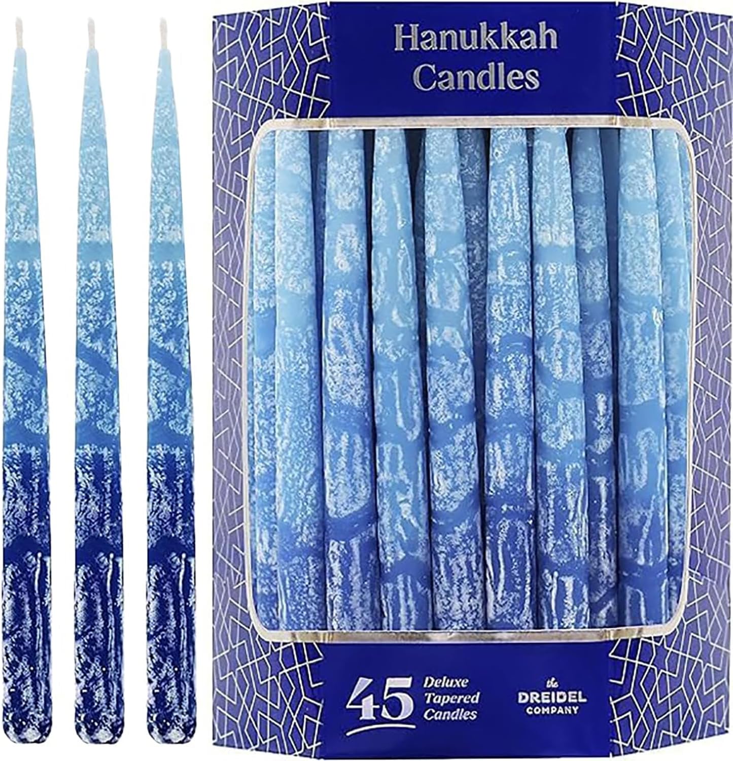 Dripless Hanukkah Candles in Multi Blue Hued Frosted Design