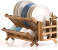 Acacia Wooden Dish Drying Rack - 2-Tier Collapsible Design