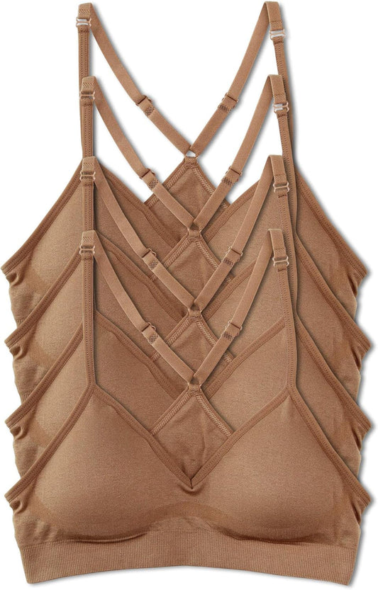 Kalon Womens 4 Pack Racerback Sports Bralette for Comfort