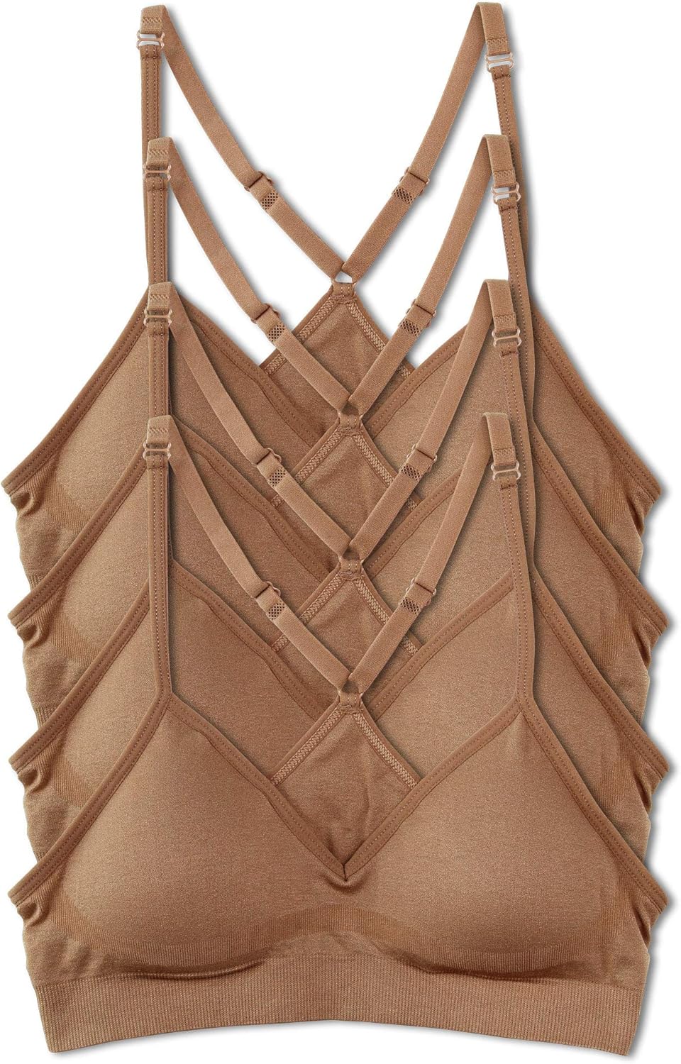 Kalon Womens 4 Pack Racerback Sports Bralette for Comfort