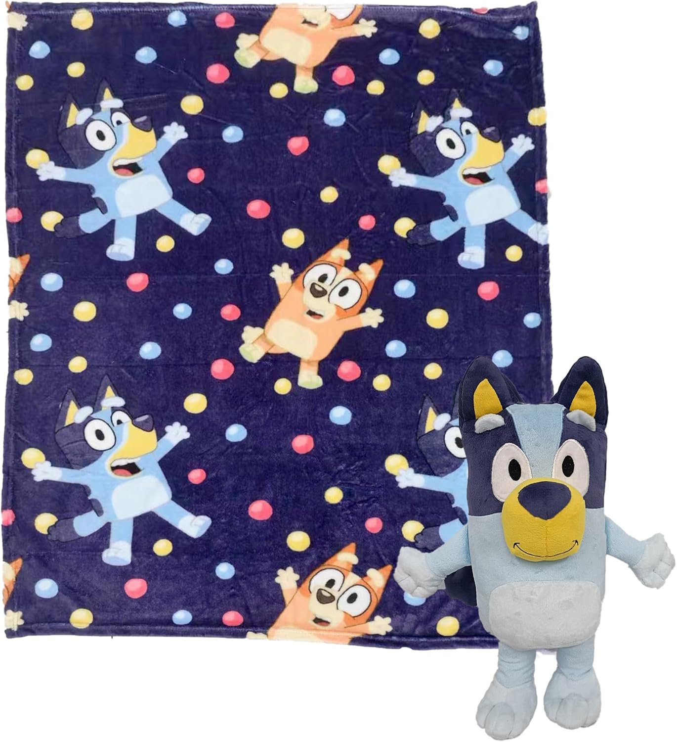 Bluey Character Hugger Pillow & Silk Throw Set, 40 x 50, Cozy Hooray