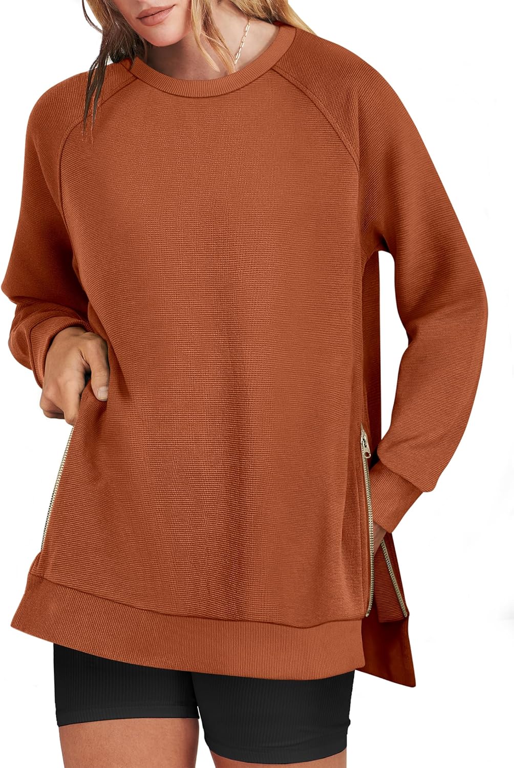 Oversized Sweatshirts for Women with Stylish Side Zipper Design