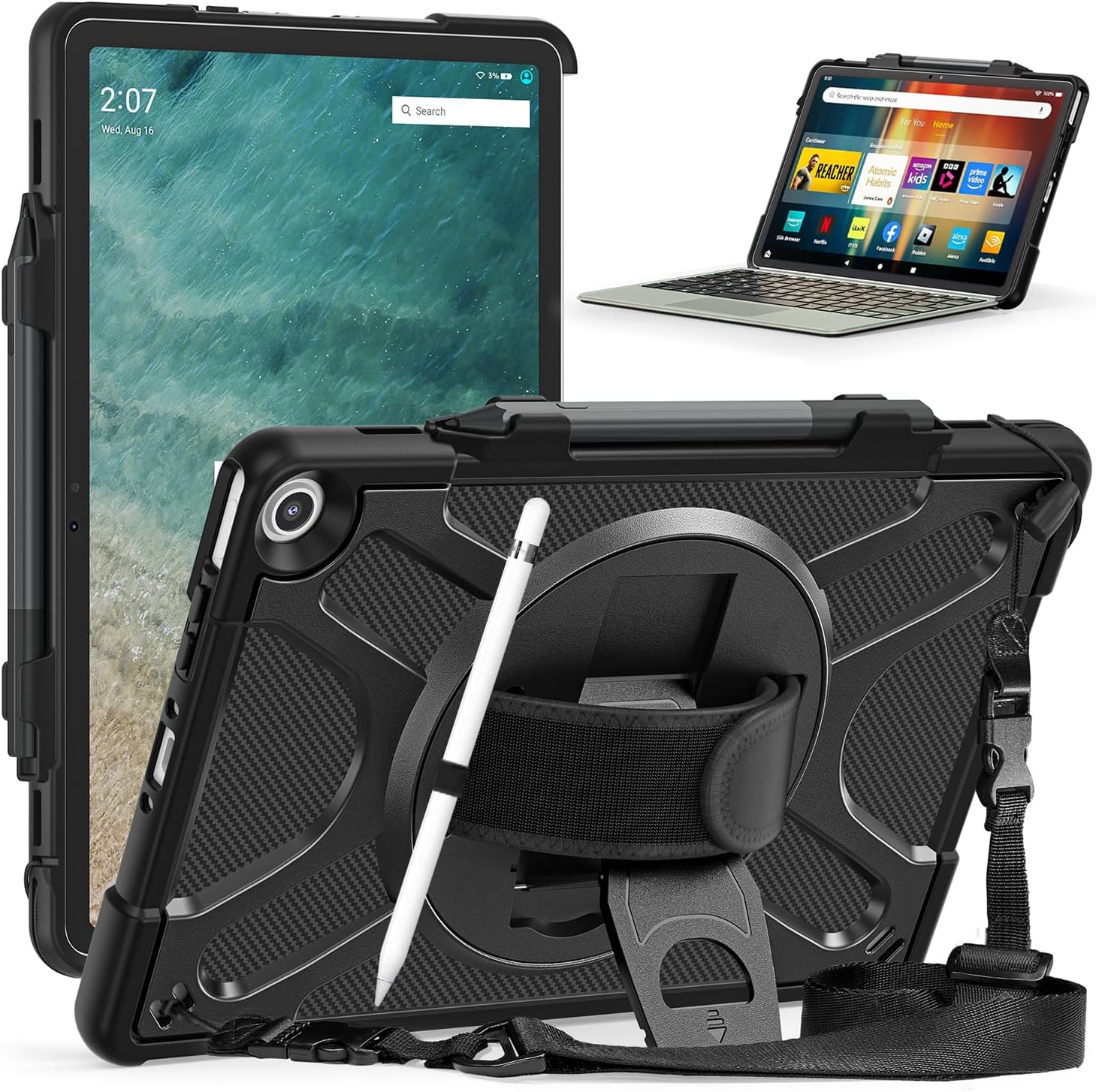 Rugged Shockproof Case for Kindle Fire Max 11 2023 with Stand