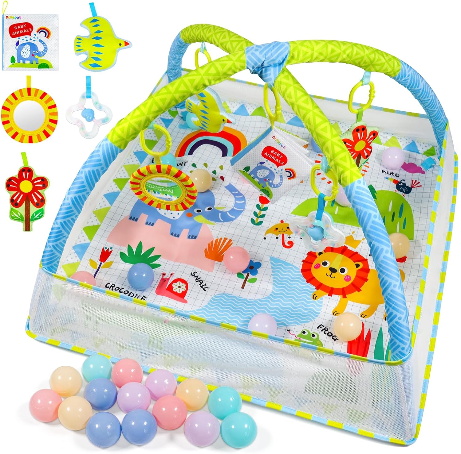 Dr.Rapeti Baby Play Gym Mat with Ball Pit for Sensory Fun