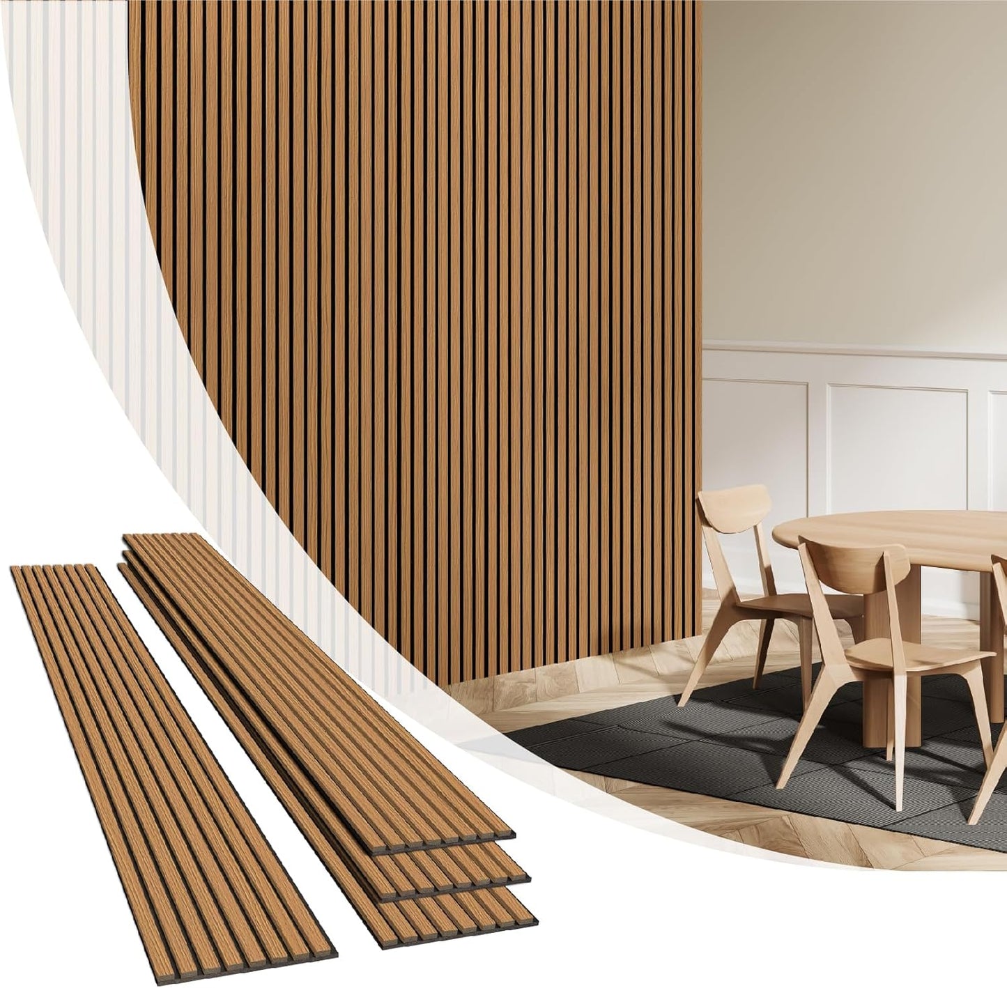 Olanglab Wood Slat Wall Panels 4 Pack for Acoustic Decor