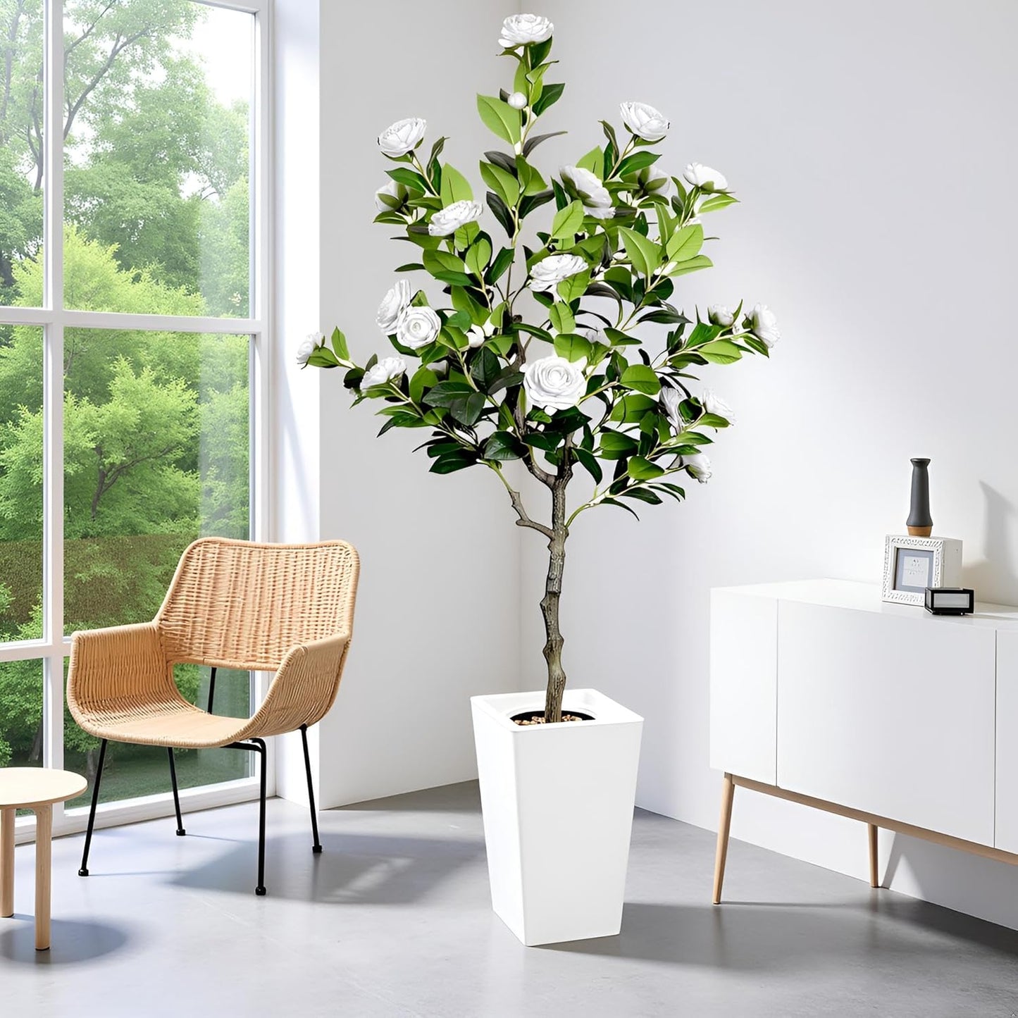 5Ft Artificial Camellia Tree for Elegant Indoor Outdoor Decor